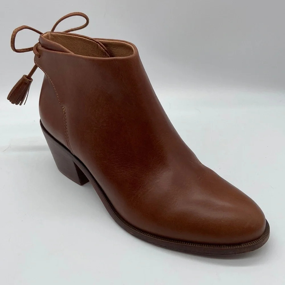 Madewell et Sezane Billie Bootie with Tassel Ties All Leather - Size 6 1/2